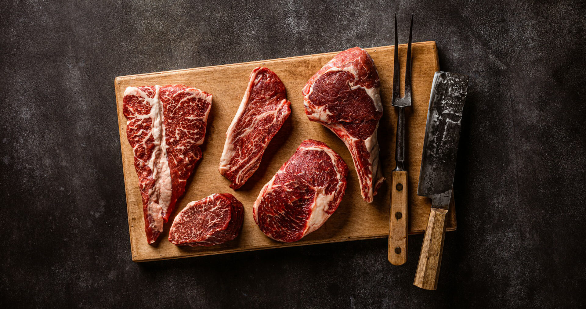 Beef on a wooden plank